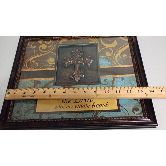 Framed Shadow box Cross Picture Quote Religious Wall Art Christianity - Picture 3 of 4